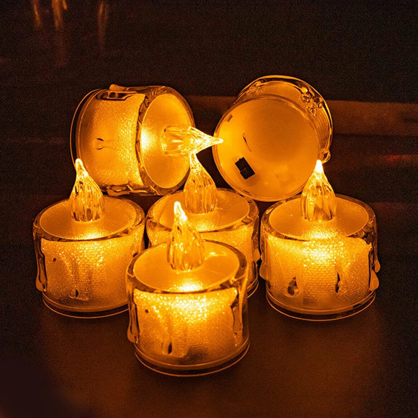 FLAMELESS AND SMOKELESS DECORATIVE ACRYLIC CANDLES TRANSPARENT LED TEA LIGHTCANDLE FOR GIFTING, HOUSE, DIWALI, CHRISTMAS, FESTIVAL, EVENTS DECOR CANDLES