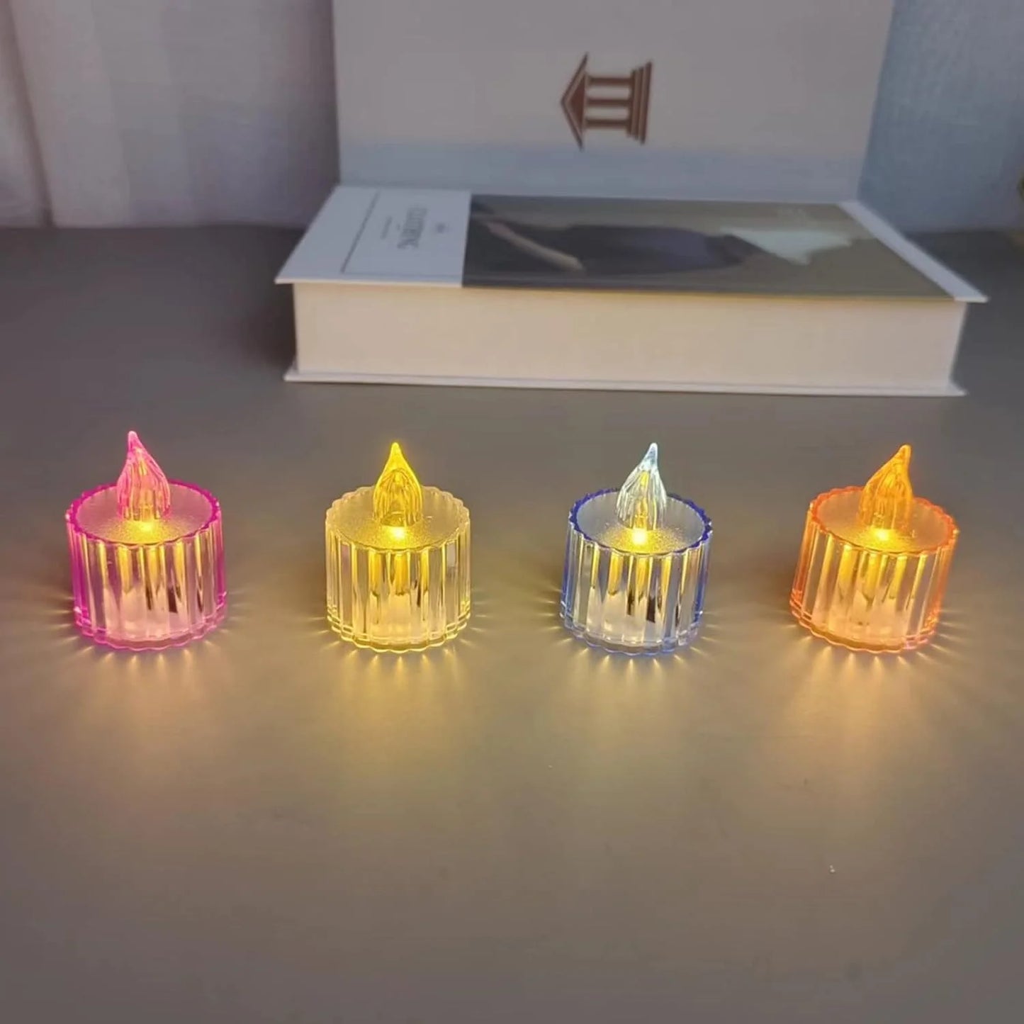 FLAMELESS AND SMOKELESS DECORATIVE ACRYLIC CANDLES TRANSPARENT LED TEA LIGHTCANDLE FOR GIFTING, HOUSE, DIWALI, CHRISTMAS, FESTIVAL, EVENTS DECOR CANDLES