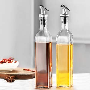 500 ml Glass 2 Oil Dispenser Bottle with Silicon Funnel, Oil & Vinegar Bottle