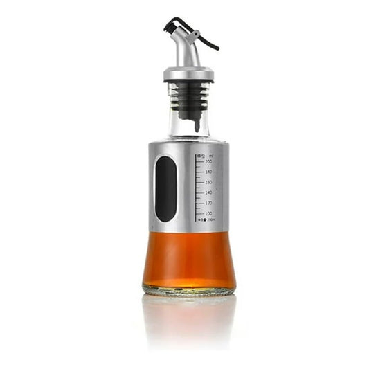 200ml Stainless Steel and Glass Oil Dispenser Bottle with Measuring Scale | Perfect for Olive Oil, Sauces, and Vinegar