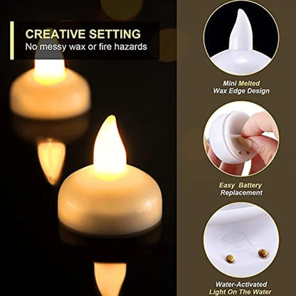 FLAMELESS FLOATING CANDLES BATTERY OPERATED TEA LIGHTS TEALIGHT CANDLE