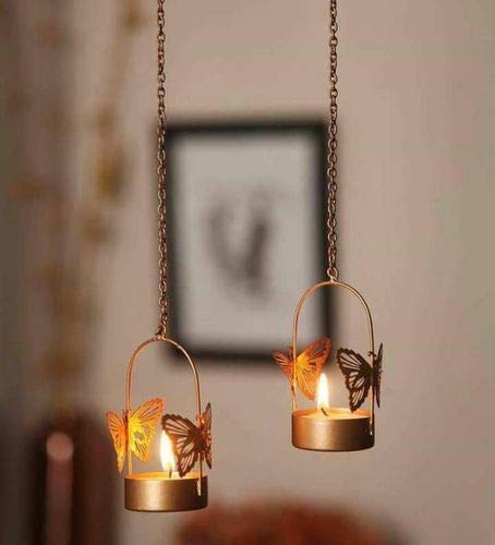 Aluminium Hanging Butterfly Tealight Candle Holders Combo Pack (Pack of 4)