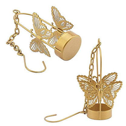 Aluminium Hanging Butterfly Tealight Candle Holders Combo Pack (Pack of 4)