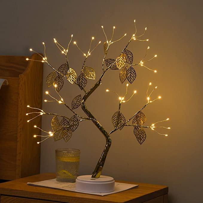 Tabletop Bonsai Tree Light with 72 LED Copper Wire String Lights, Touch Switch, Baby Room Decor Lamp, USB or Battery Powered, for Bedroom Desktop Christmas Indoor Decoration Lights