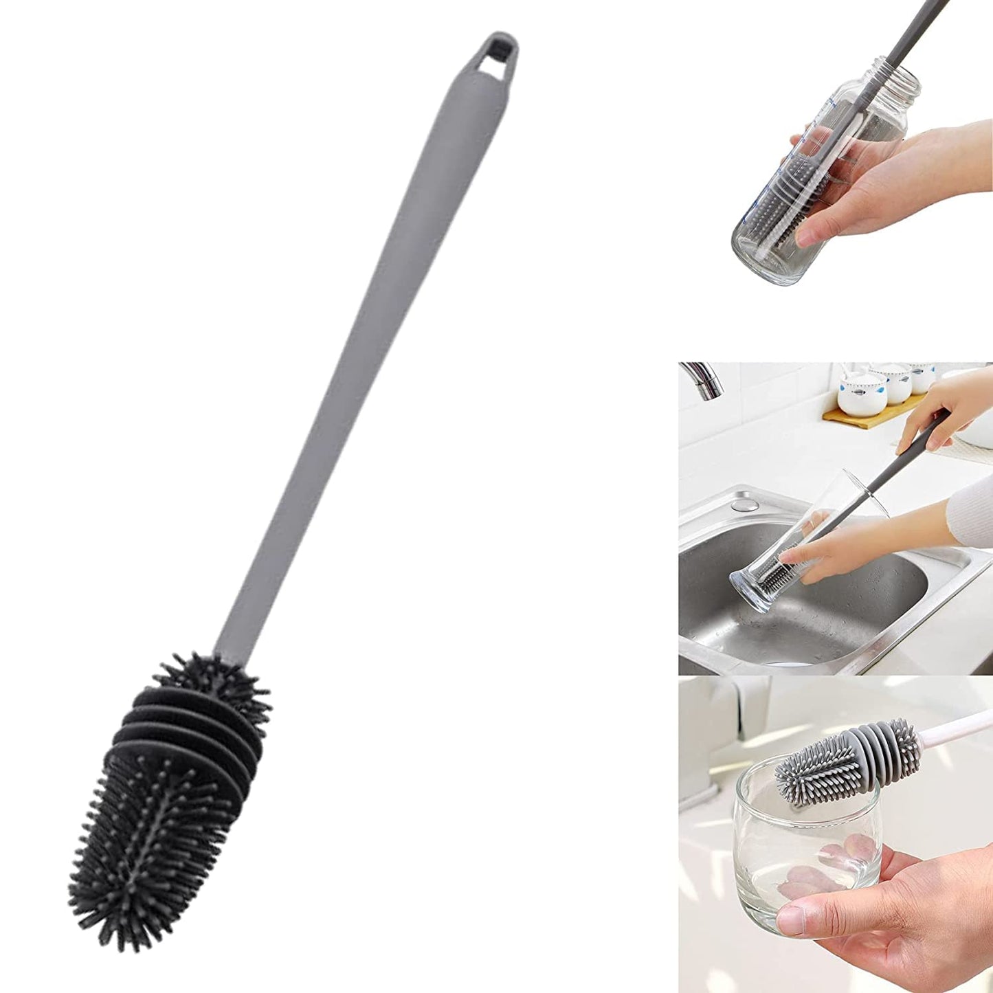 Water Bottle Cleaning Brush Silicone Long Handle for Baby Bottle, Water Bottle