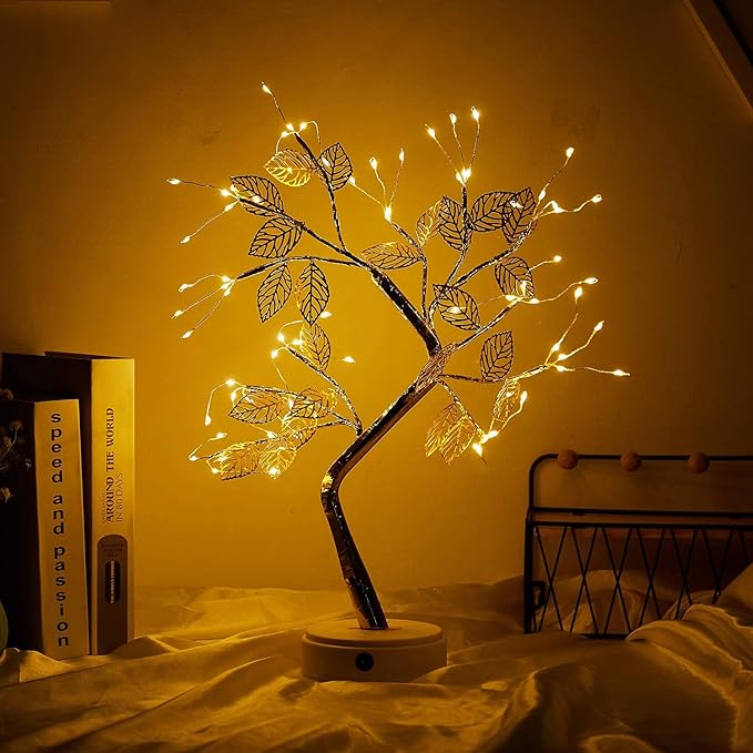 Tabletop Bonsai Tree Light with 72 LED Copper Wire String Lights, Touch Switch, Baby Room Decor Lamp, USB or Battery Powered, for Bedroom Desktop Christmas Indoor Decoration Lights