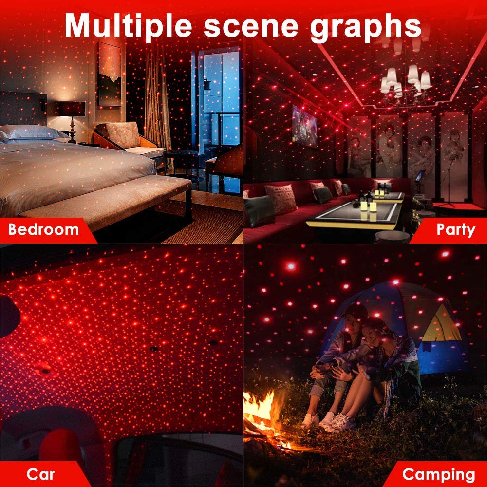 USB Star Projector Night Light, Car Roof Lights, Portable Adjustable Romantic Interior Car Lights, Portable USB Night Light Decorations for Car,...