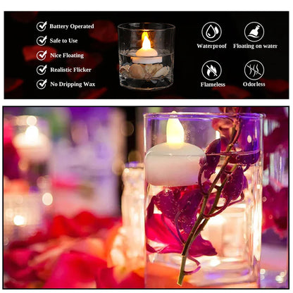 FLAMELESS FLOATING CANDLES BATTERY OPERATED TEA LIGHTS TEALIGHT CANDLE