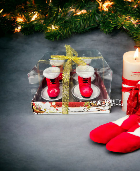 Christmas Santa Boot Candles (Pack of 4)