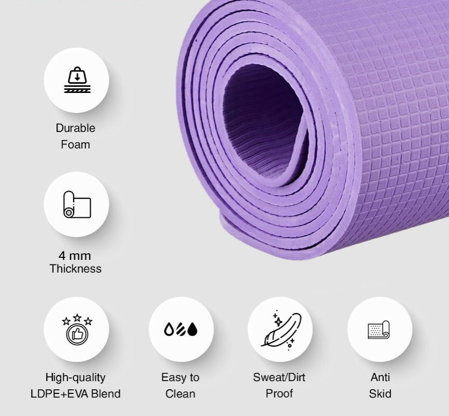 4mm Anti-Skid Lightweight with perfect grip LDPE + EVA Yoga Mat  6cm (multicolor)