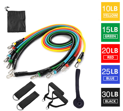 New Fitness Resistance Bands With Adjustable Hook (11Pcs/Set) First quality Material With oneyear Warranty