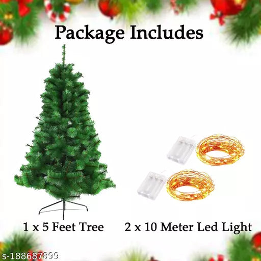 (5 Feet / 150 cm) 120 Tips Pine Christmas Tree with LED / LED Pine Xmas Tree Decoration / Christmas Tree Pine / Christmas Pine Tree / Christmas Decoration