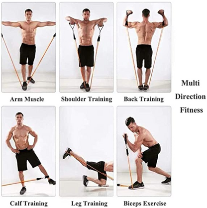 New Fitness Resistance Bands With Adjustable Hook (11Pcs/Set) First quality Material With oneyear Warranty