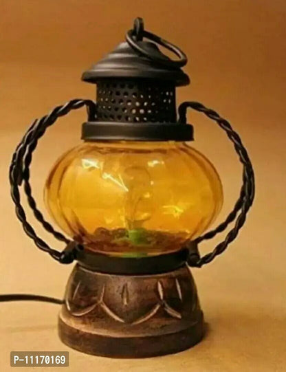 Wooden and Glass Decorative Electric Lamp/Lantern