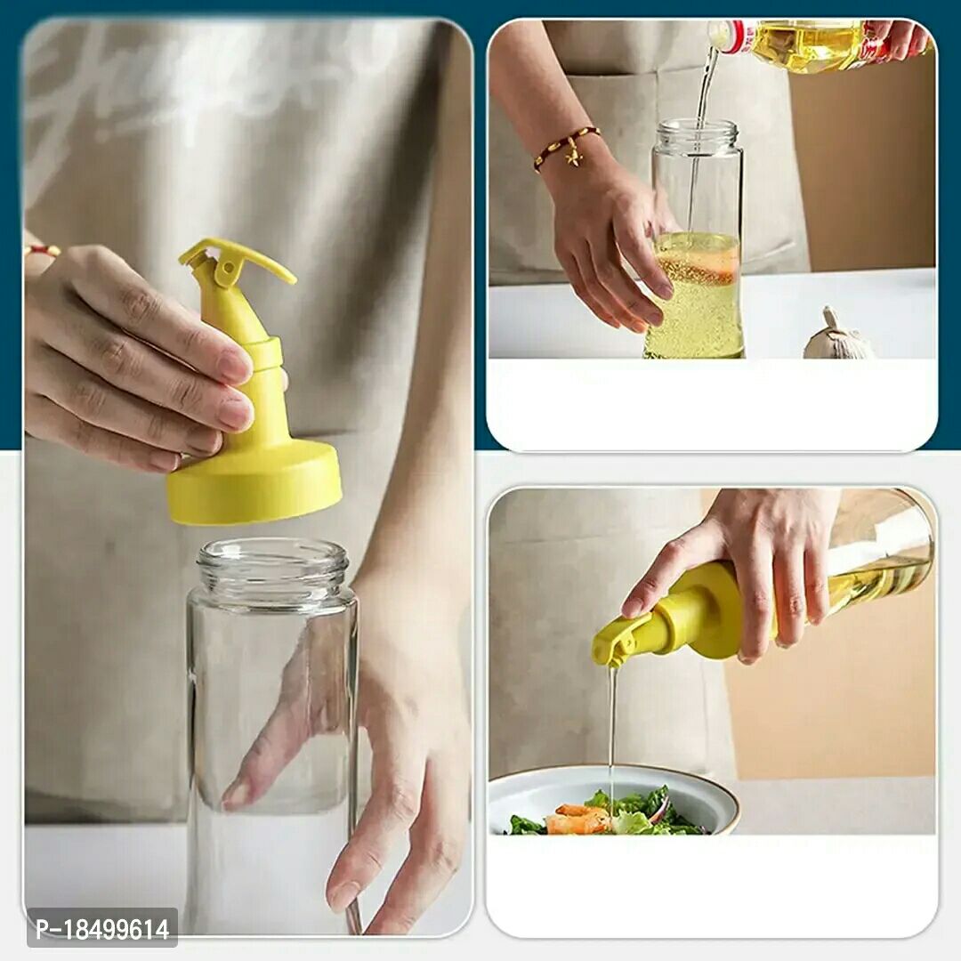 Baskety Vinegar and Olive Oil Leakproof Bottle Dispenser 500 ml High Temperature Resistant Clear Glass for Kitchen with Airtight Opening and Closing Spout 2pcs(Multicolor)