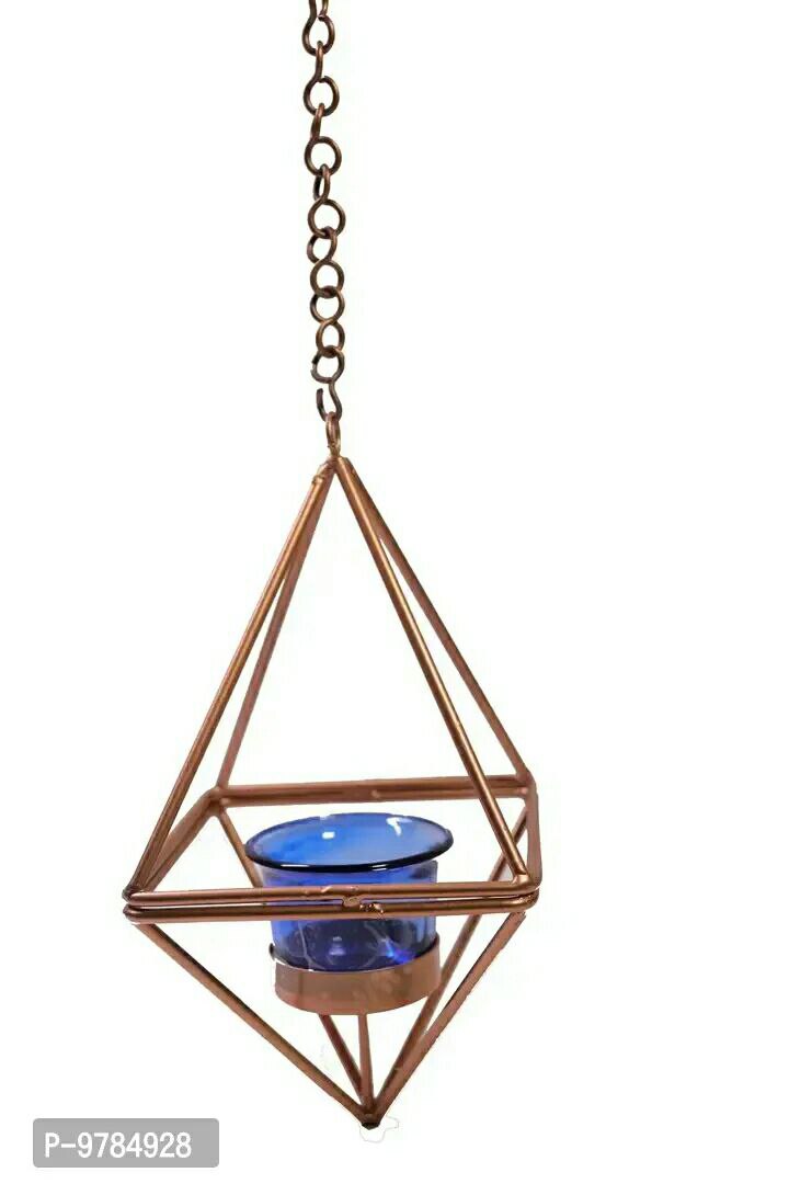 Rustic Crystal Hanging Tea-Light Holder (Iron and Glass) - Decorative Wall Hanging Tealight Candle Holder for Home Decor Votive Tealight Holder T Lite Candle Stand for Home Decoration