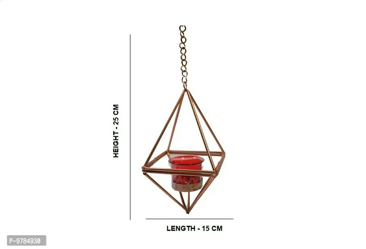 Rustic Crystal Hanging Tea-Light Holder (Iron and Glass) - Decorative Wall Hanging Tealight Candle Holder for Home Decor Votive Tealight Holder T Lite Candle Stand for Home Decoration