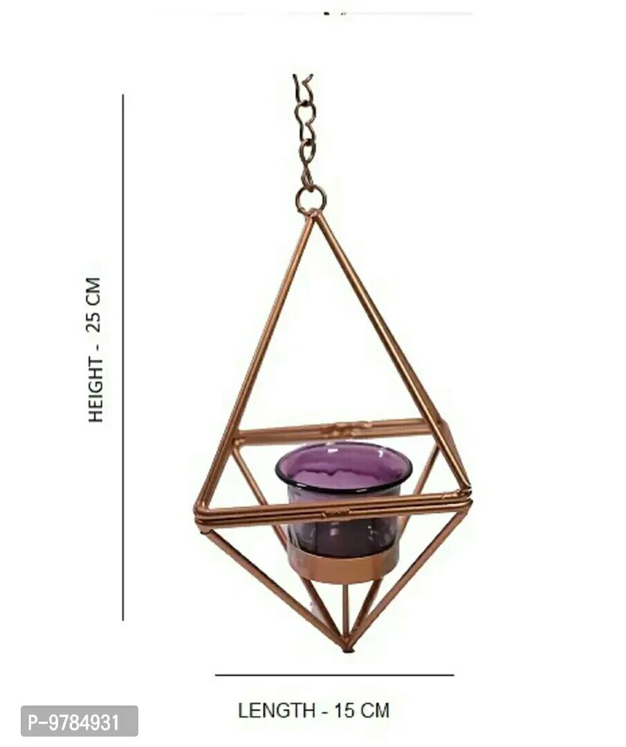 Rustic Crystal Hanging Tea-Light Holder (Iron and Glass) - Decorative Wall Hanging Tealight Candle Holder for Home Decor Votive Tealight Holder T Lite Candle Stand for Home Decoration