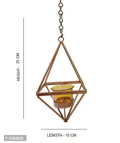 Rustic Crystal Hanging Tea-Light Holder (Iron and Glass) - Decorative Wall Hanging Tealight Candle Holder for Home Decor Votive Tealight Holder T Lite Candle Stand for Home Decoration