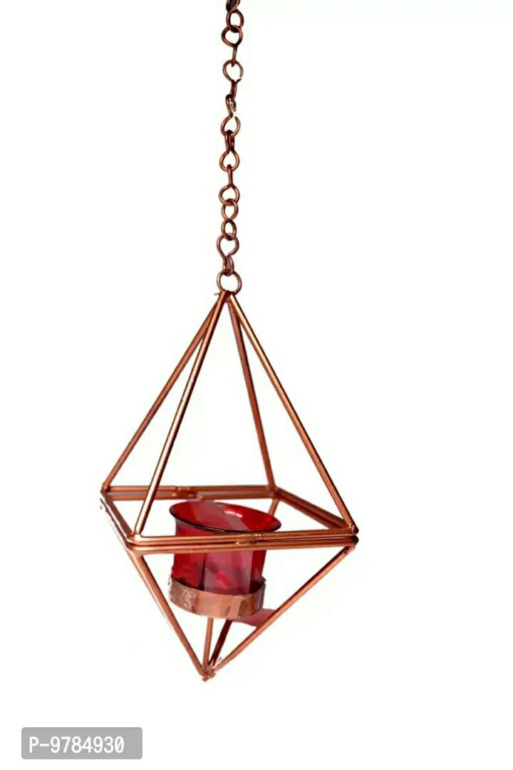 Rustic Crystal Hanging Tea-Light Holder (Iron and Glass) - Decorative Wall Hanging Tealight Candle Holder for Home Decor Votive Tealight Holder T Lite Candle Stand for Home Decoration