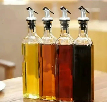 500 ml Glass 2 Oil Dispenser Bottle with Silicon Funnel, Oil & Vinegar Bottle