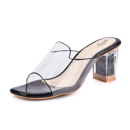 Women black transparent heel